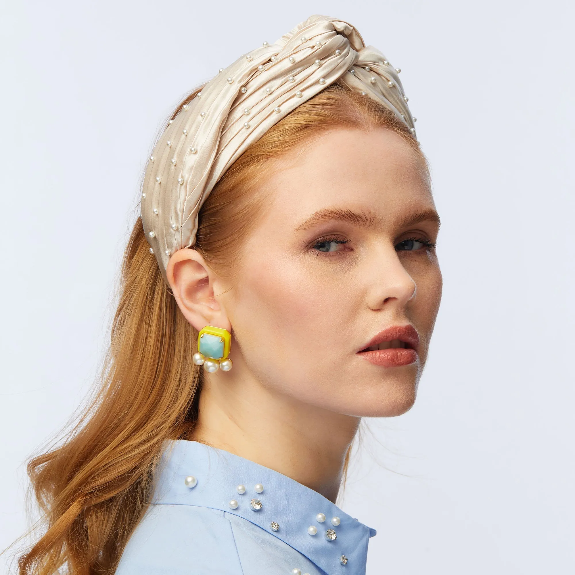 IVORY PEARL EMBELLISHED GRETA HEADBAND sold by Lele Sadoughi product image thumbnail 2