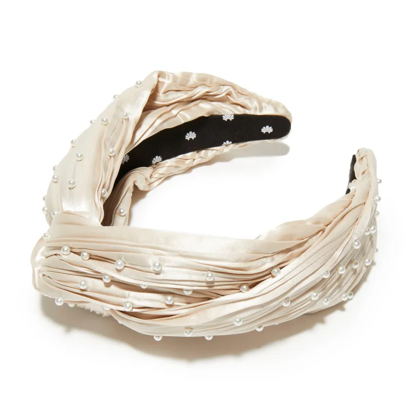 IVORY PEARL EMBELLISHED GRETA HEADBAND sold by Lele Sadoughi