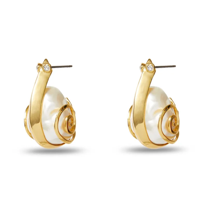 PEARL SNAIL HOOP EARRINGS sold by Lele Sadoughi
