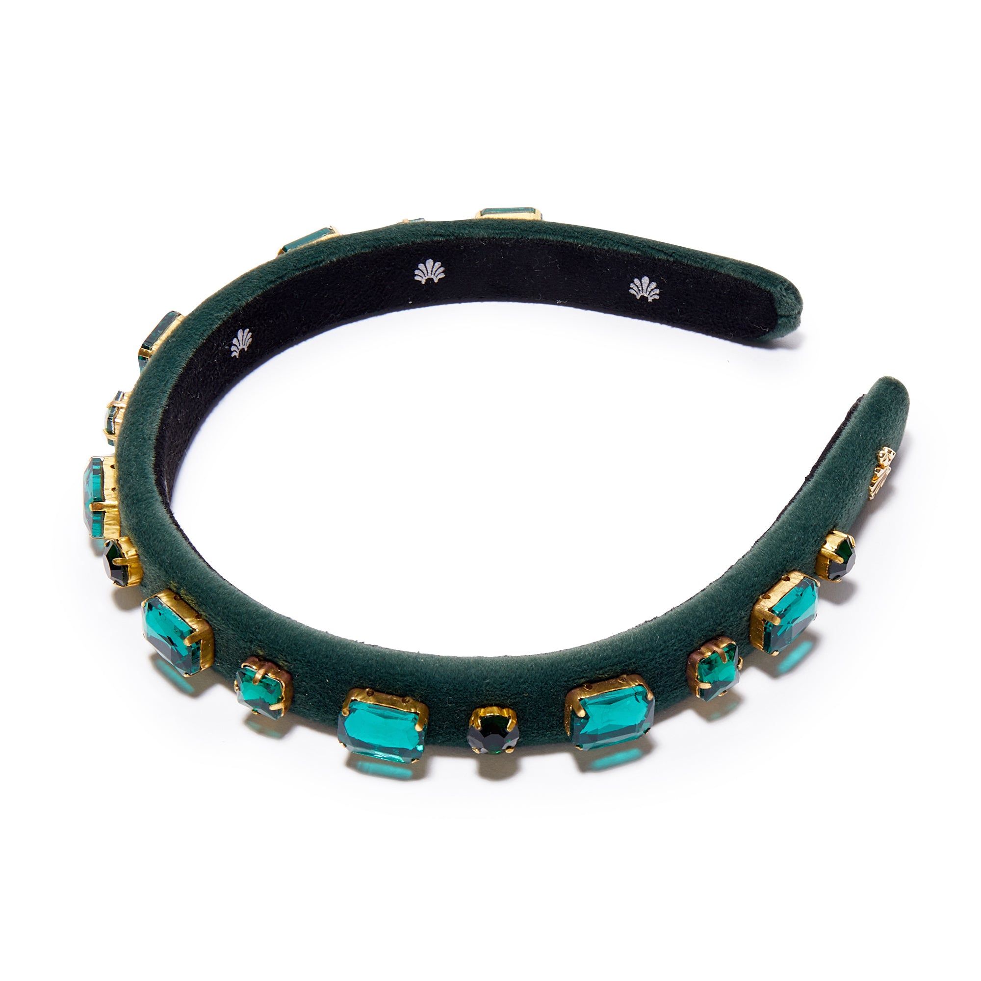 MAY EMERALD RECTANGLE CRYSTAL VELVET GIGI HEADBAND sold by Lele Sadoughi