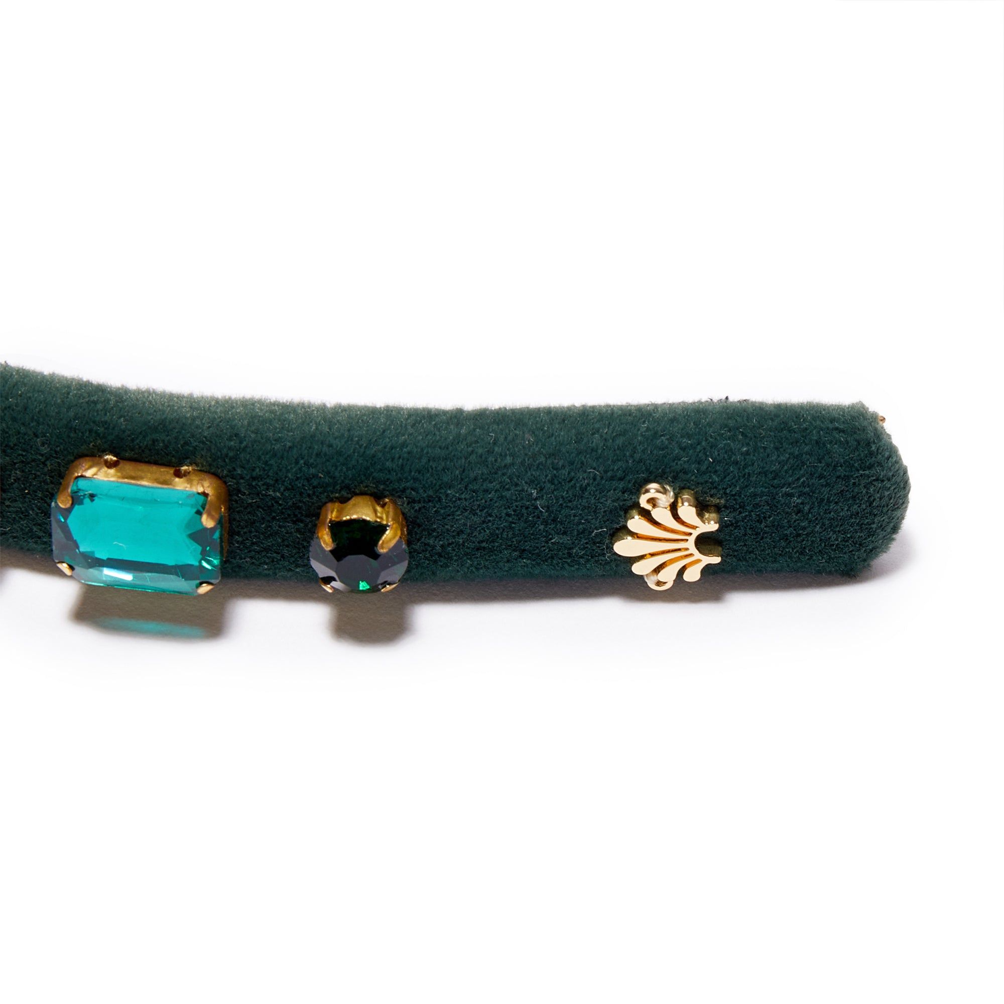 MAY EMERALD RECTANGLE CRYSTAL VELVET GIGI HEADBAND sold by Lele Sadoughi product image thumbnail 3