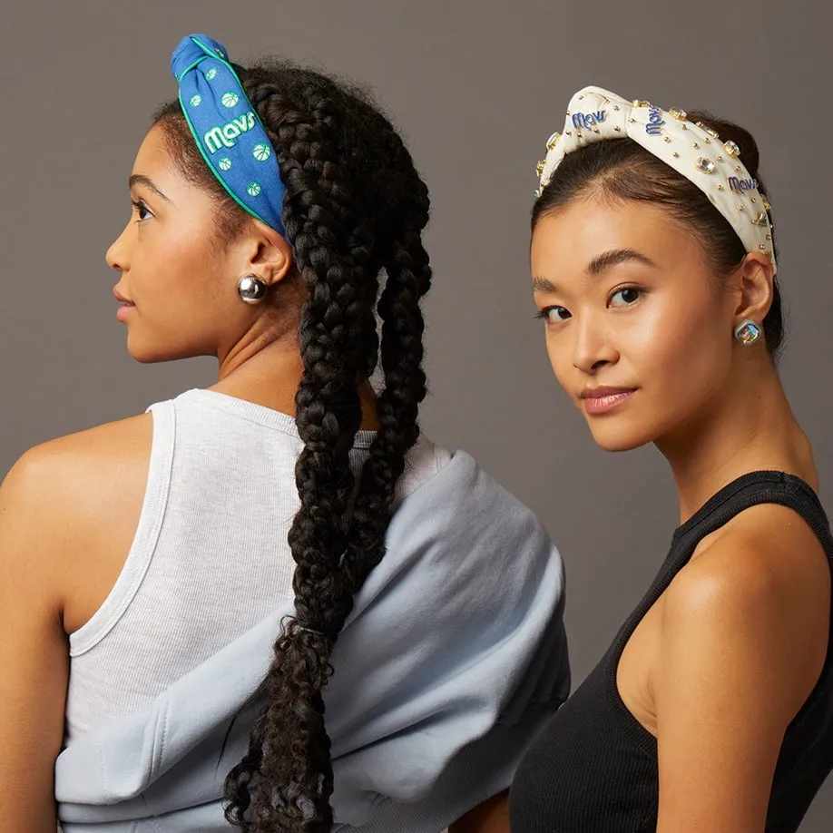 DALLAS MAVERICKS LELE SADOUGHI / NBA BLUE EMBROIDERED KNOTTED HEADBAND sold by Lele Sadoughi product image thumbnail 4