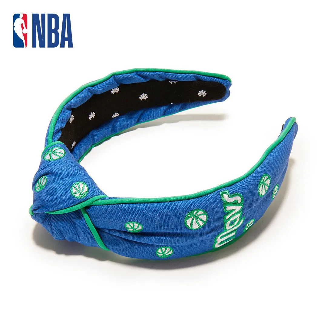 DALLAS MAVERICKS LELE SADOUGHI / NBA BLUE EMBROIDERED KNOTTED HEADBAND sold by Lele Sadoughi