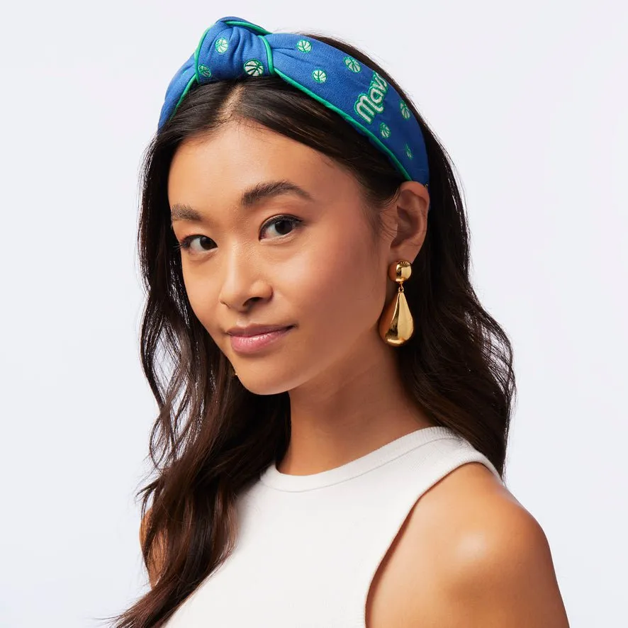 DALLAS MAVERICKS LELE SADOUGHI / NBA BLUE EMBROIDERED KNOTTED HEADBAND sold by Lele Sadoughi product image thumbnail 2