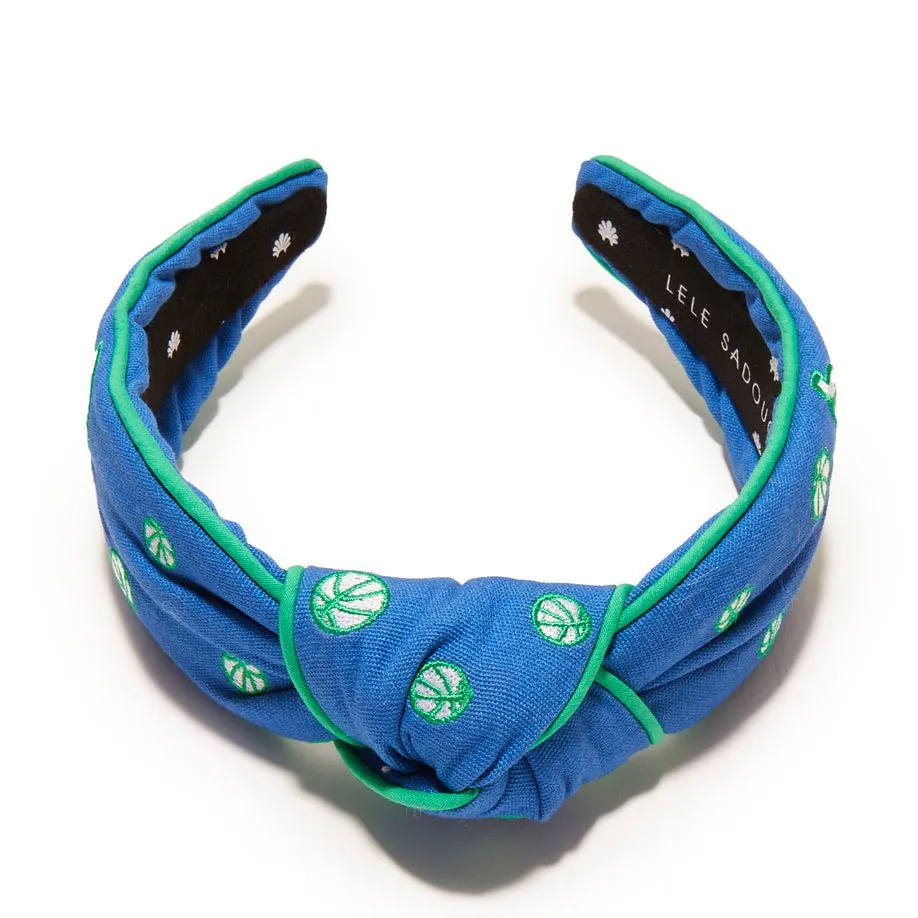 DALLAS MAVERICKS LELE SADOUGHI / NBA BLUE EMBROIDERED KNOTTED HEADBAND sold by Lele Sadoughi product image thumbnail 5