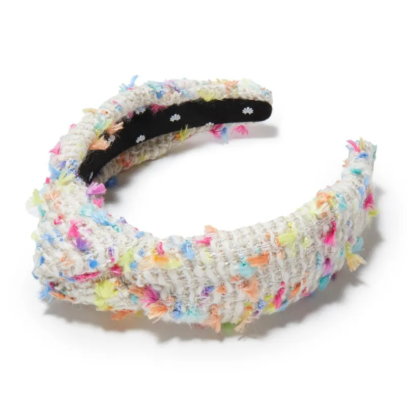 RAINBOW CONFETTI BOUCLE KNOTTED HEADBAND sold by Lele Sadoughi