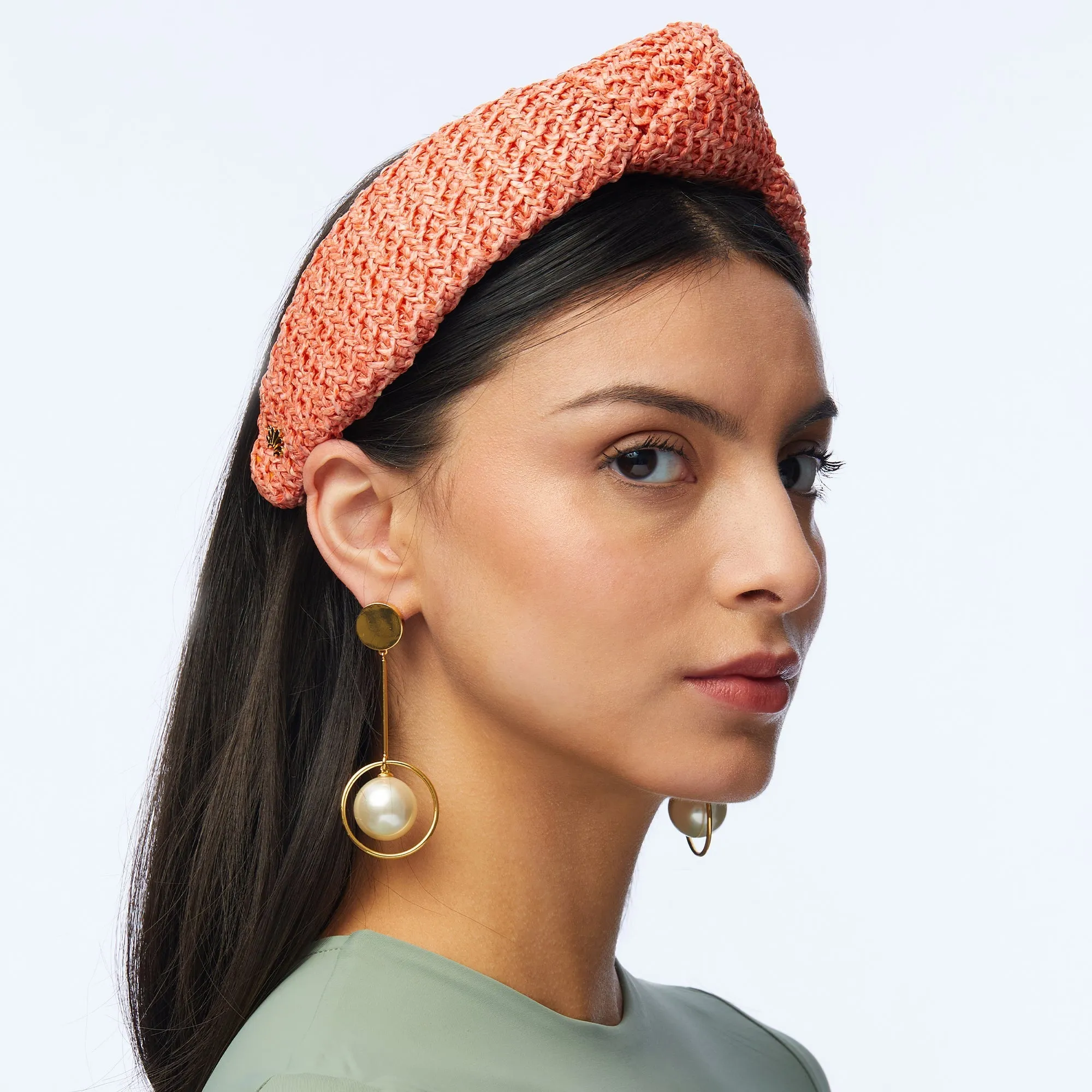 APRICOT RAFFIA KNOTTED HEADBAND sold by Lele Sadoughi product image thumbnail 2