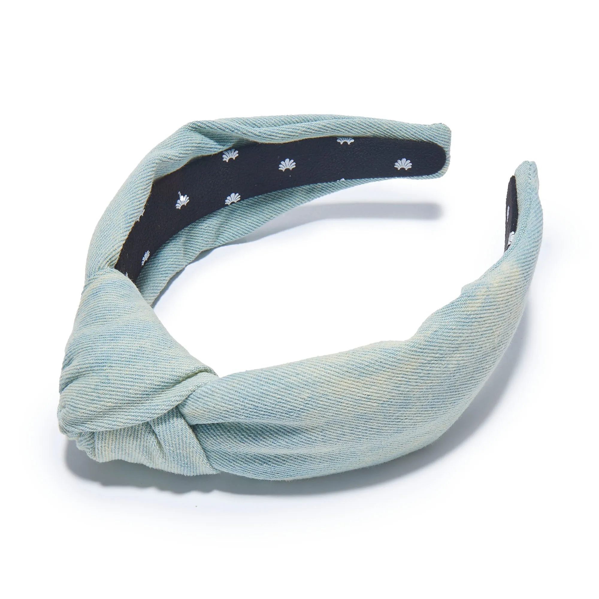 FADED DENIM KNOTTED HEADBAND sold by Lele Sadoughi
