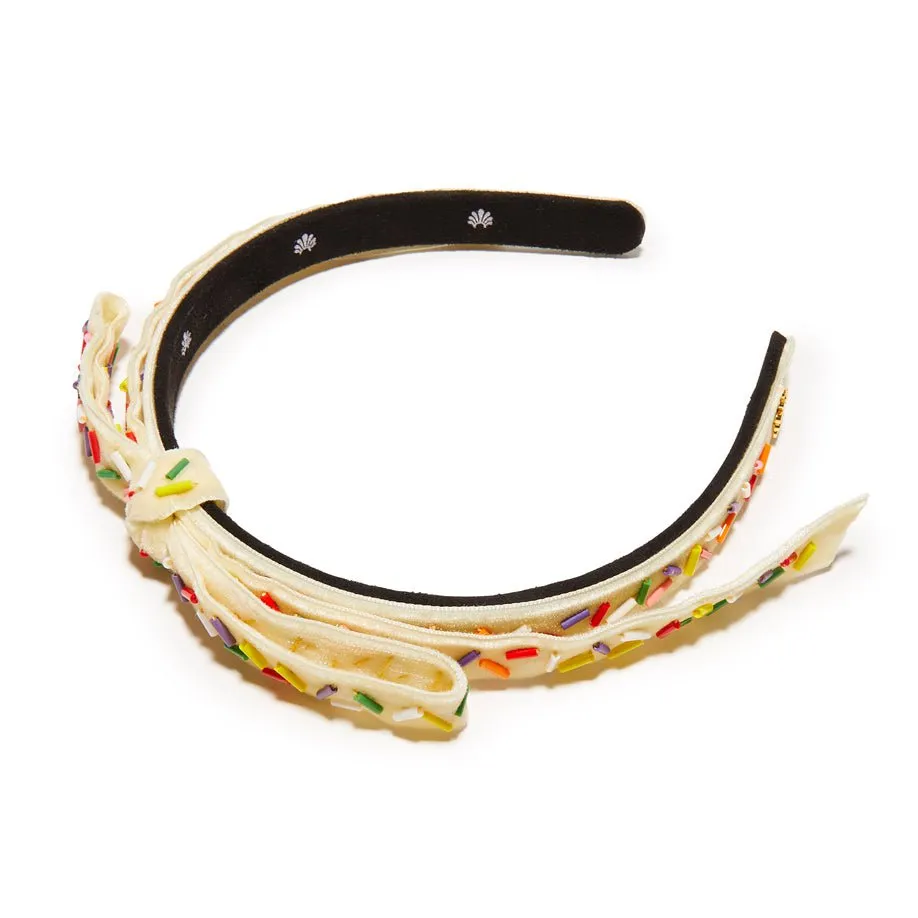 BUTTERCREAM EMBELLISHED BARDOT SLIM RIBBON HEADBAND sold by Lele Sadoughi