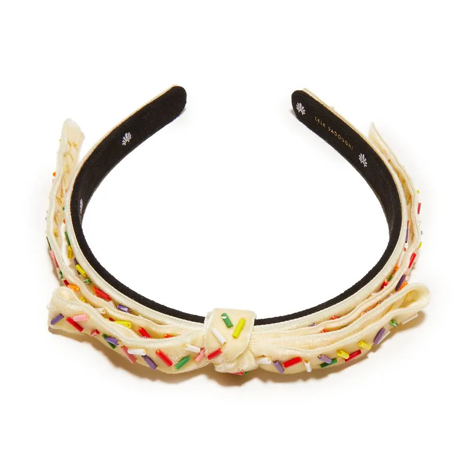BUTTERCREAM EMBELLISHED BARDOT SLIM RIBBON HEADBAND sold by Lele Sadoughi product image thumbnail 3