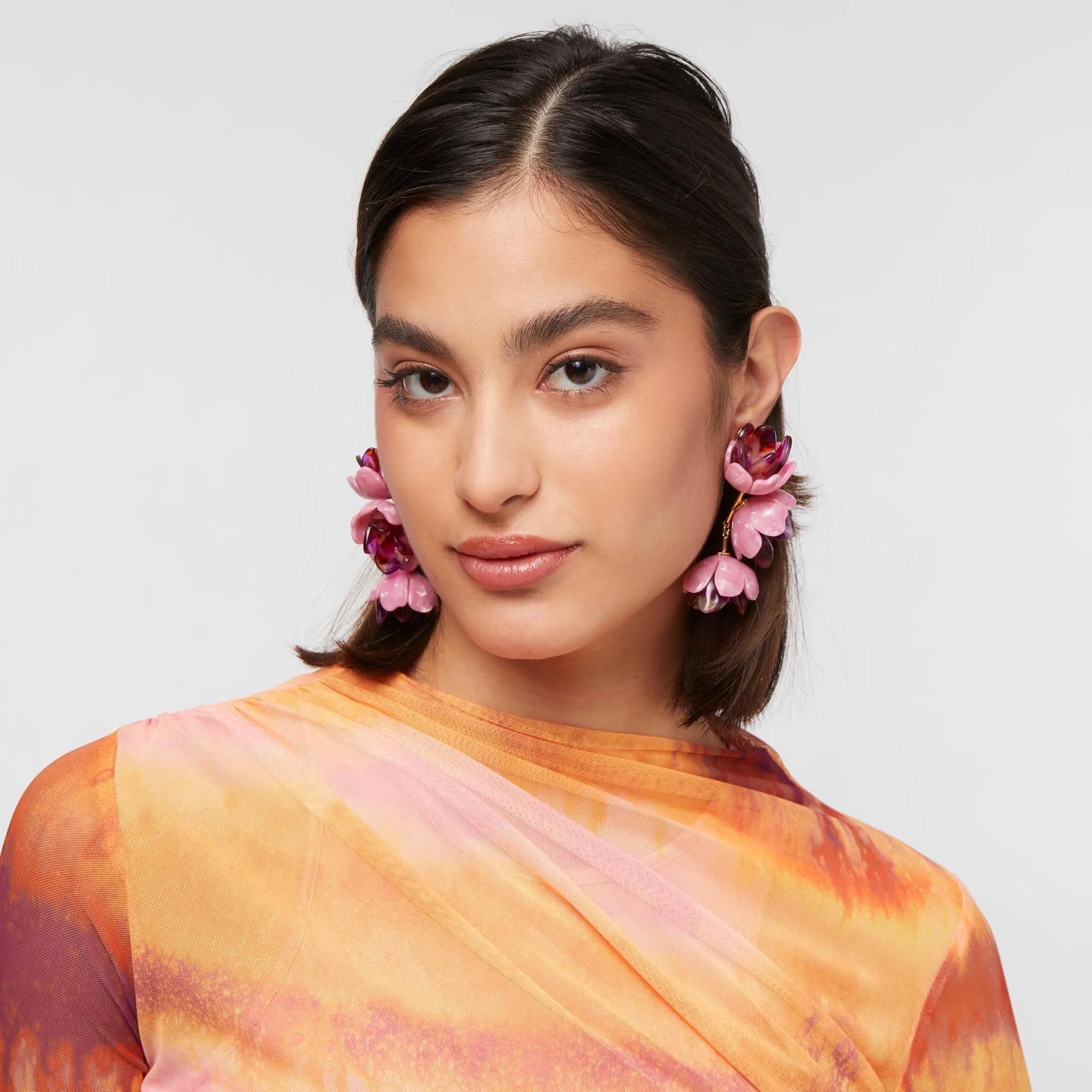 ROSE PETAL TRIPLE DROP CLIP-ON EARRINGS sold by Lele Sadoughi product image thumbnail 2