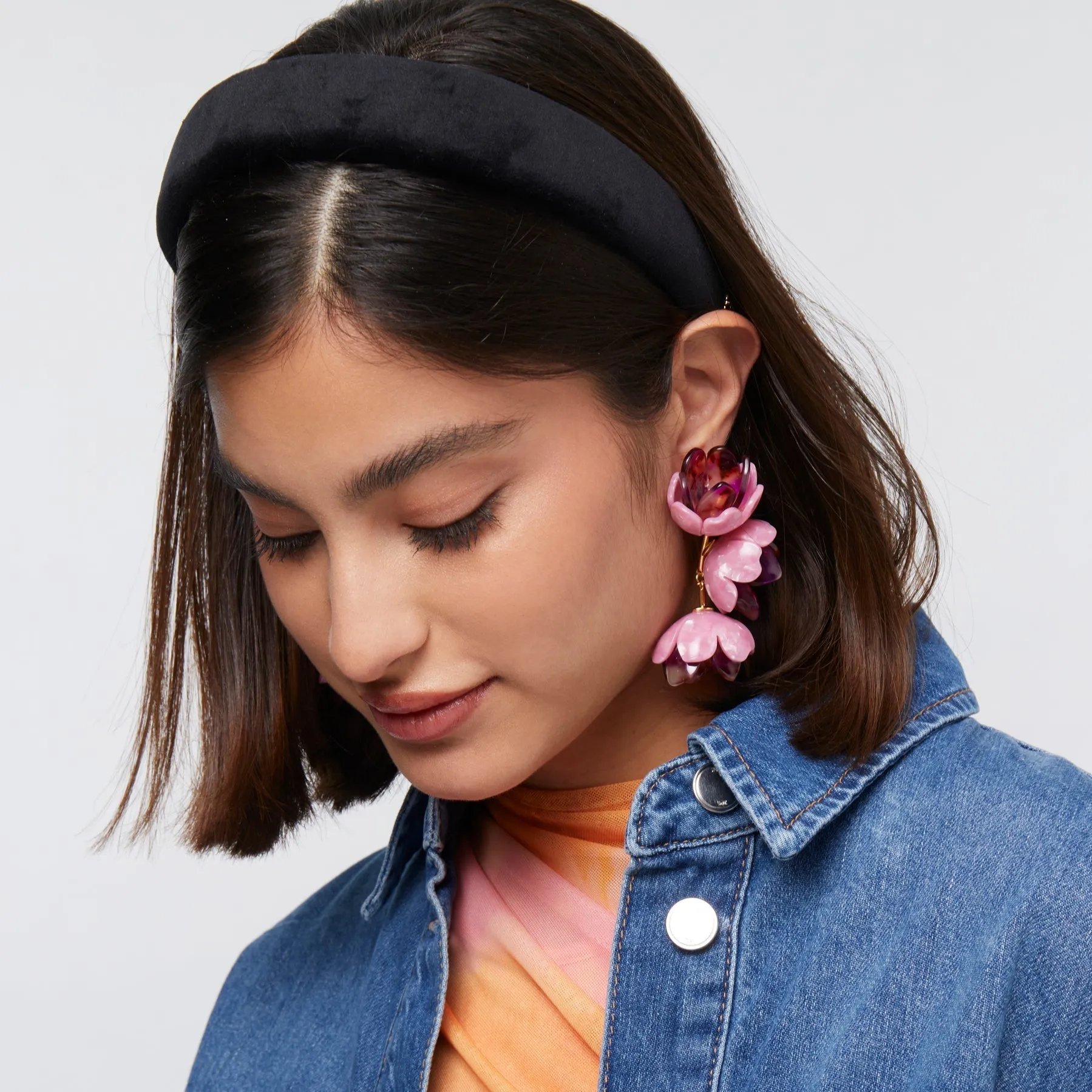ROSE PETAL TRIPLE DROP CLIP-ON EARRINGS sold by Lele Sadoughi product image thumbnail 3