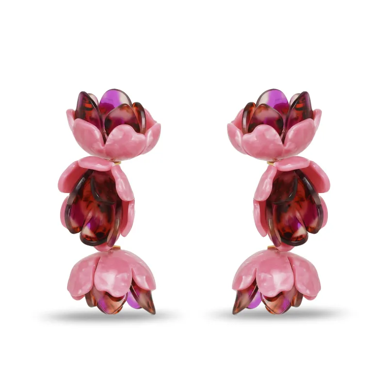 ROSE PETAL TRIPLE DROP CLIP-ON EARRINGS sold by Lele Sadoughi