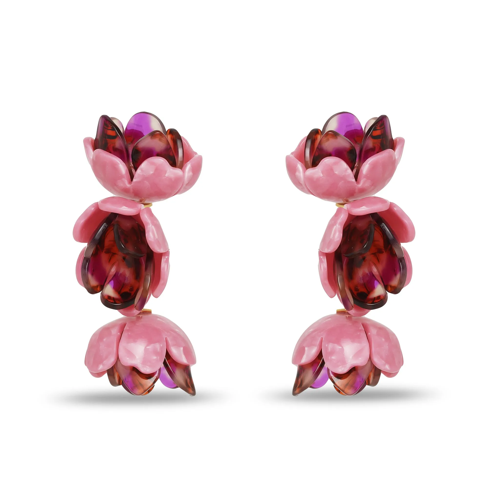 ROSE PETAL TRIPLE DROP CLIP-ON EARRINGS sold by Lele Sadoughi