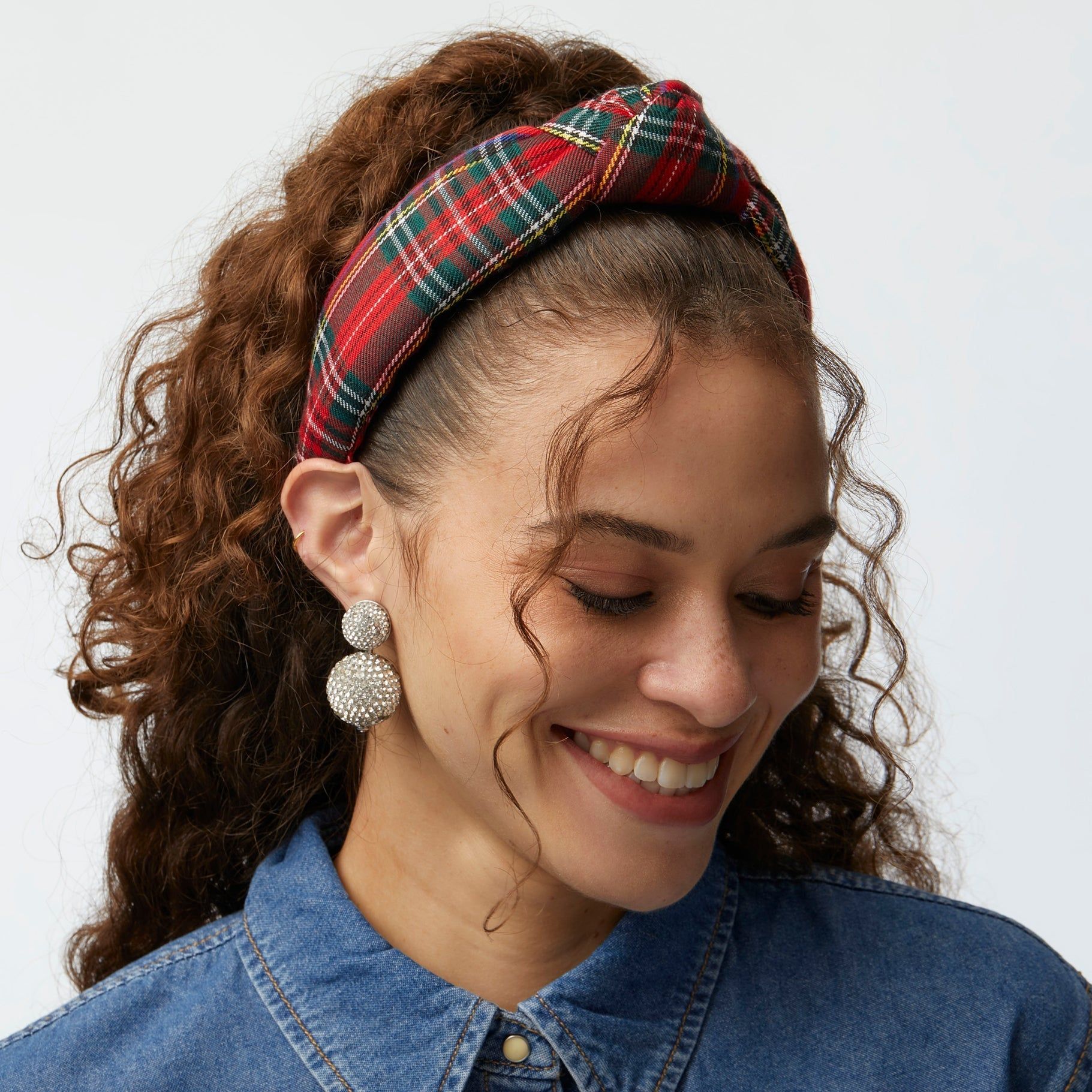 CRIMSON PLAID KNOTTED HEADBAND sold by Lele Sadoughi product image thumbnail 2