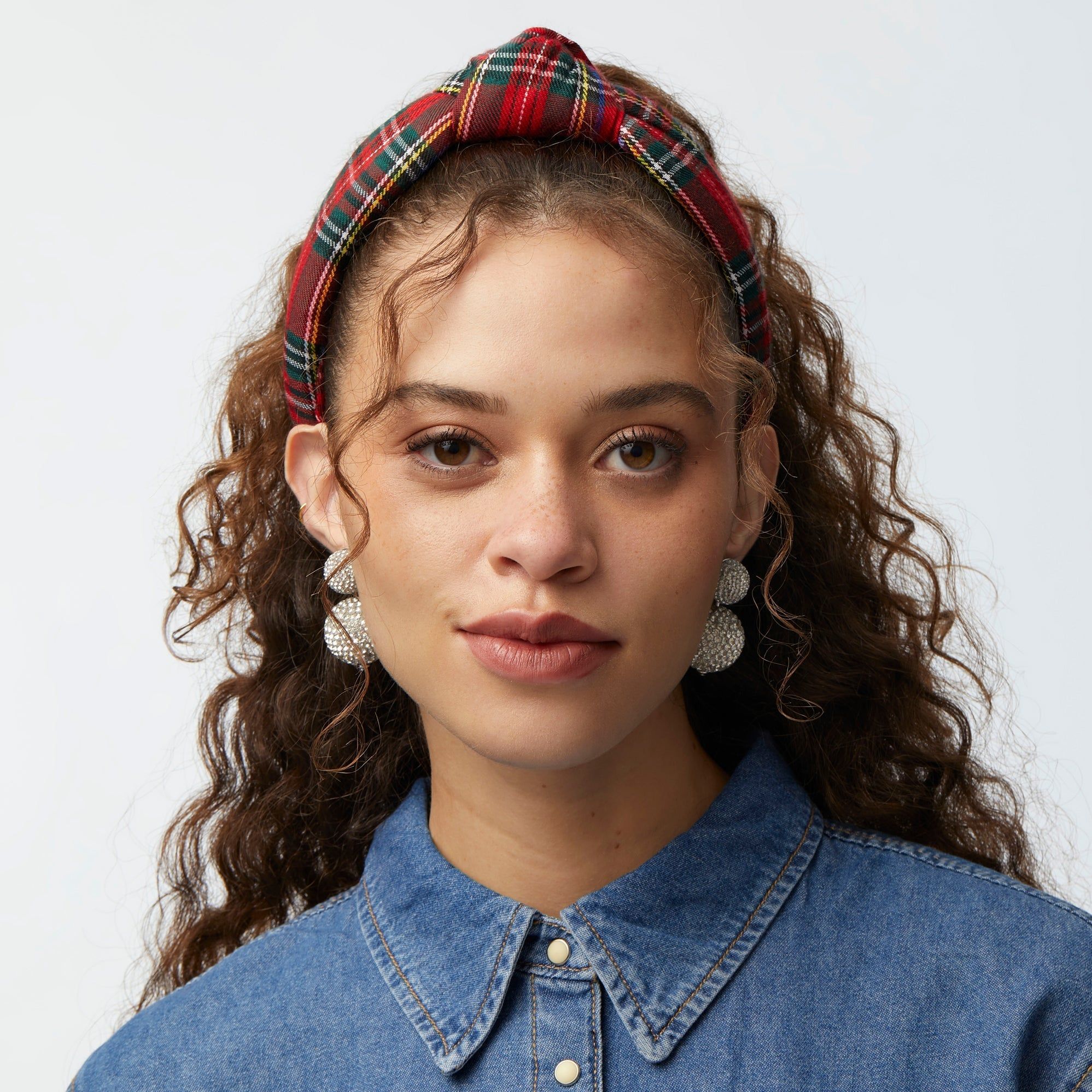 CRIMSON PLAID KNOTTED HEADBAND sold by Lele Sadoughi product image thumbnail 3