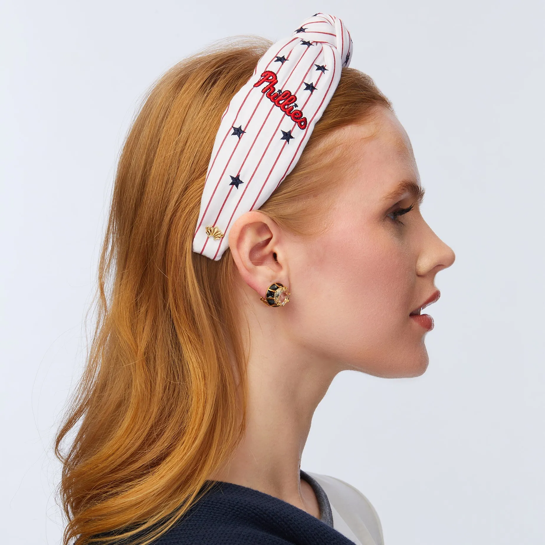 PHILADELPHIA PHILLIES LELE SADOUGHI / MLB RED STRIPE EMBROIDERED KNOTTED HEADBAND sold by Lele Sadoughi product image thumbnail 4