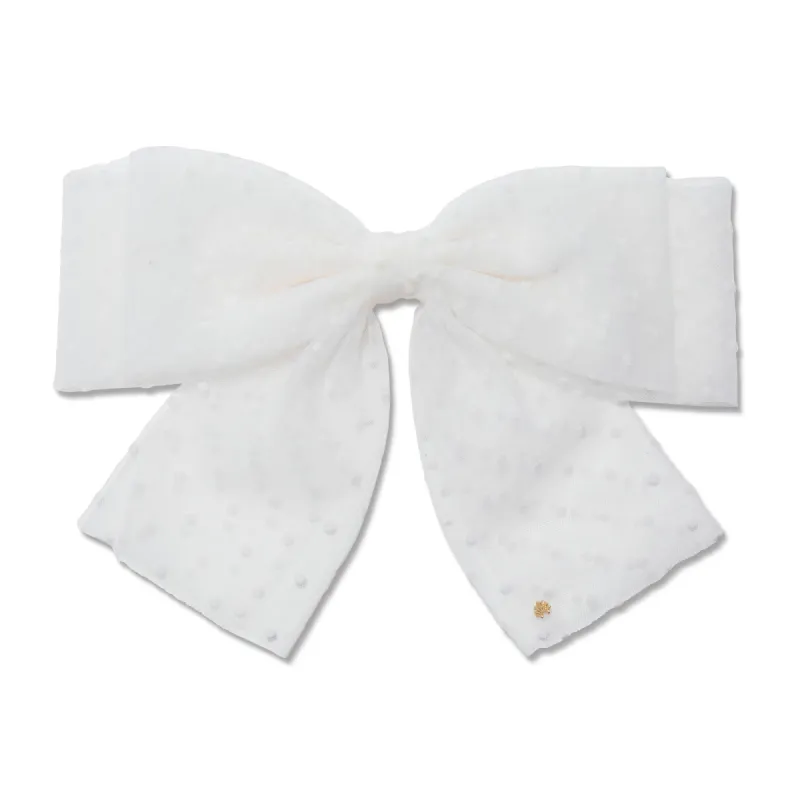IVORY SWISS DOT SHEER BOW BARRETTE sold by Lele Sadoughi