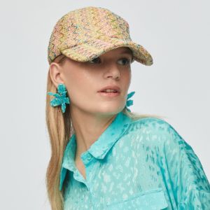 MERMAID RAINBOW RAFFIA BASEBALL CAP sold by Lele Sadoughi