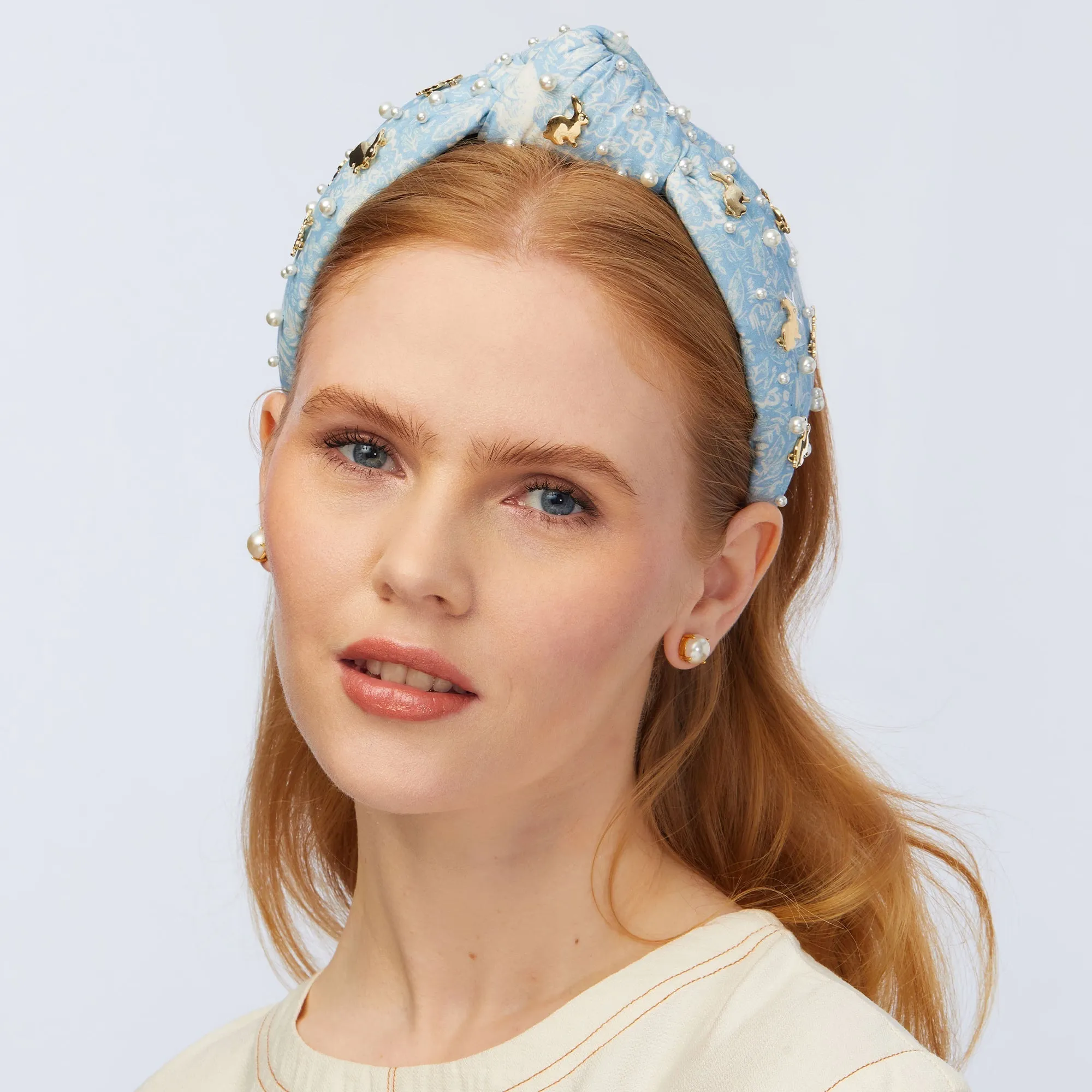BLUE EMBELLISHED BUNNY KNOTTED HEADBAND sold by Lele Sadoughi product image thumbnail 2