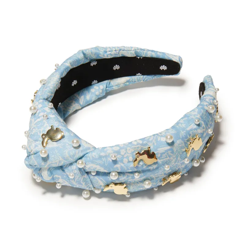 BLUE EMBELLISHED BUNNY KNOTTED HEADBAND sold by Lele Sadoughi