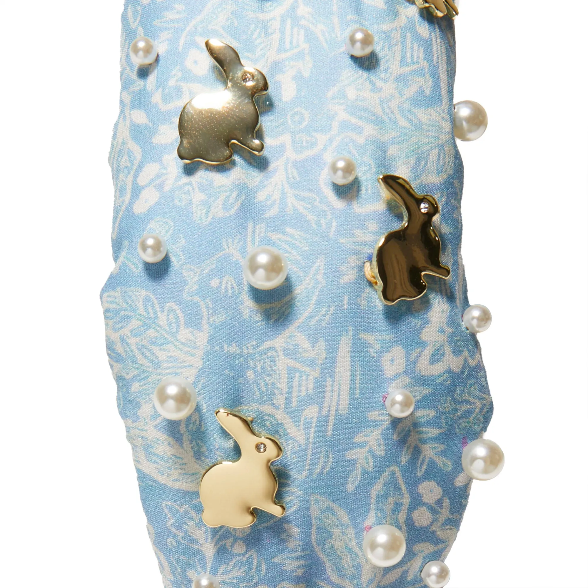 BLUE EMBELLISHED BUNNY KNOTTED HEADBAND sold by Lele Sadoughi product image thumbnail 3