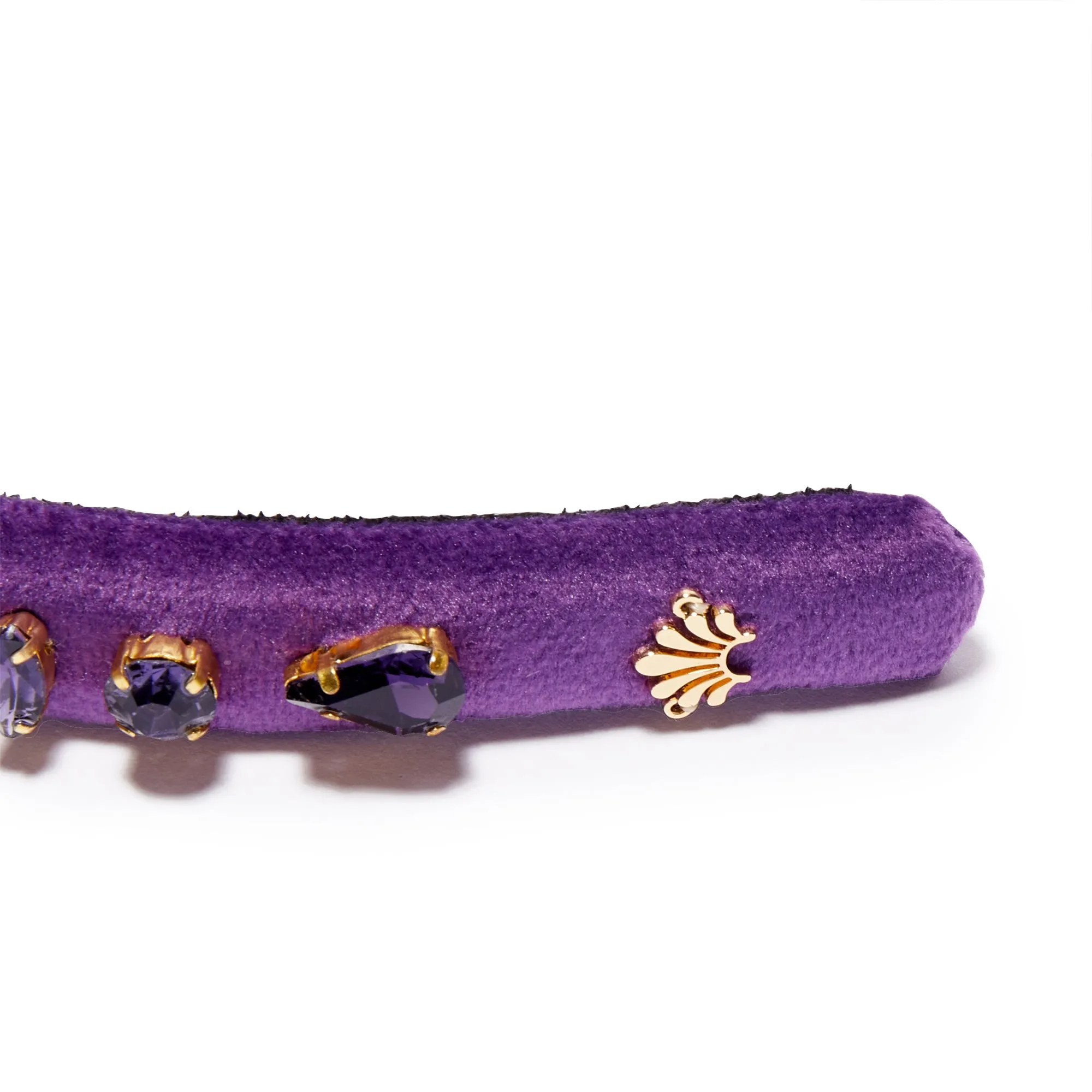 FEBRUARY AMETHYST CANDY JEWELED VELVET GIGI HEADBAND sold by Lele Sadoughi product image thumbnail 3