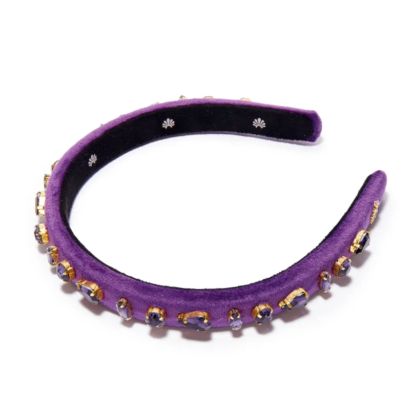 FEBRUARY AMETHYST CANDY JEWELED VELVET GIGI HEADBAND sold by Lele Sadoughi