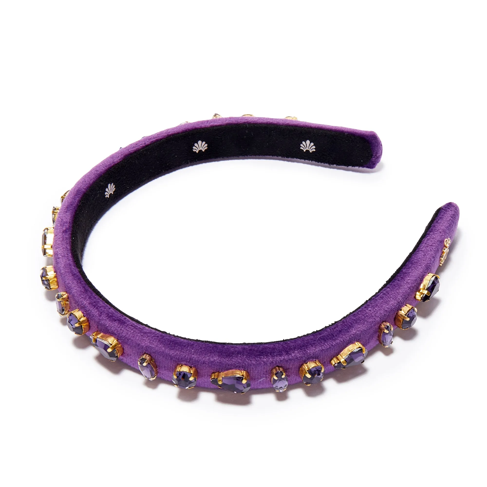FEBRUARY AMETHYST CANDY JEWELED VELVET GIGI HEADBAND sold by Lele Sadoughi