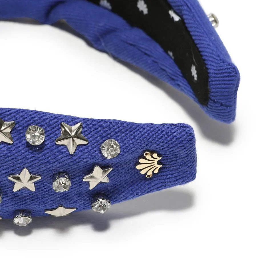 BLUE CRYSTAL STAR WOVEN KNOTTED HEADBAND sold by Lele Sadoughi product image thumbnail 2