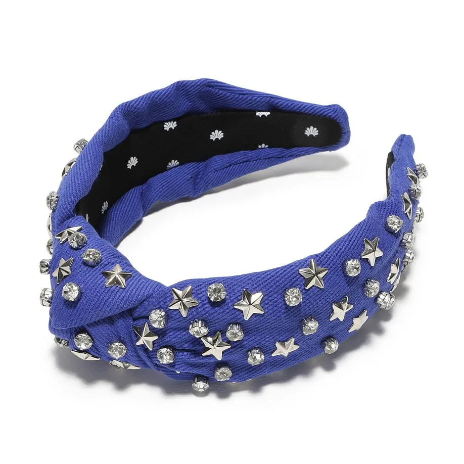 BLUE CRYSTAL STAR WOVEN KNOTTED HEADBAND sold by Lele Sadoughi