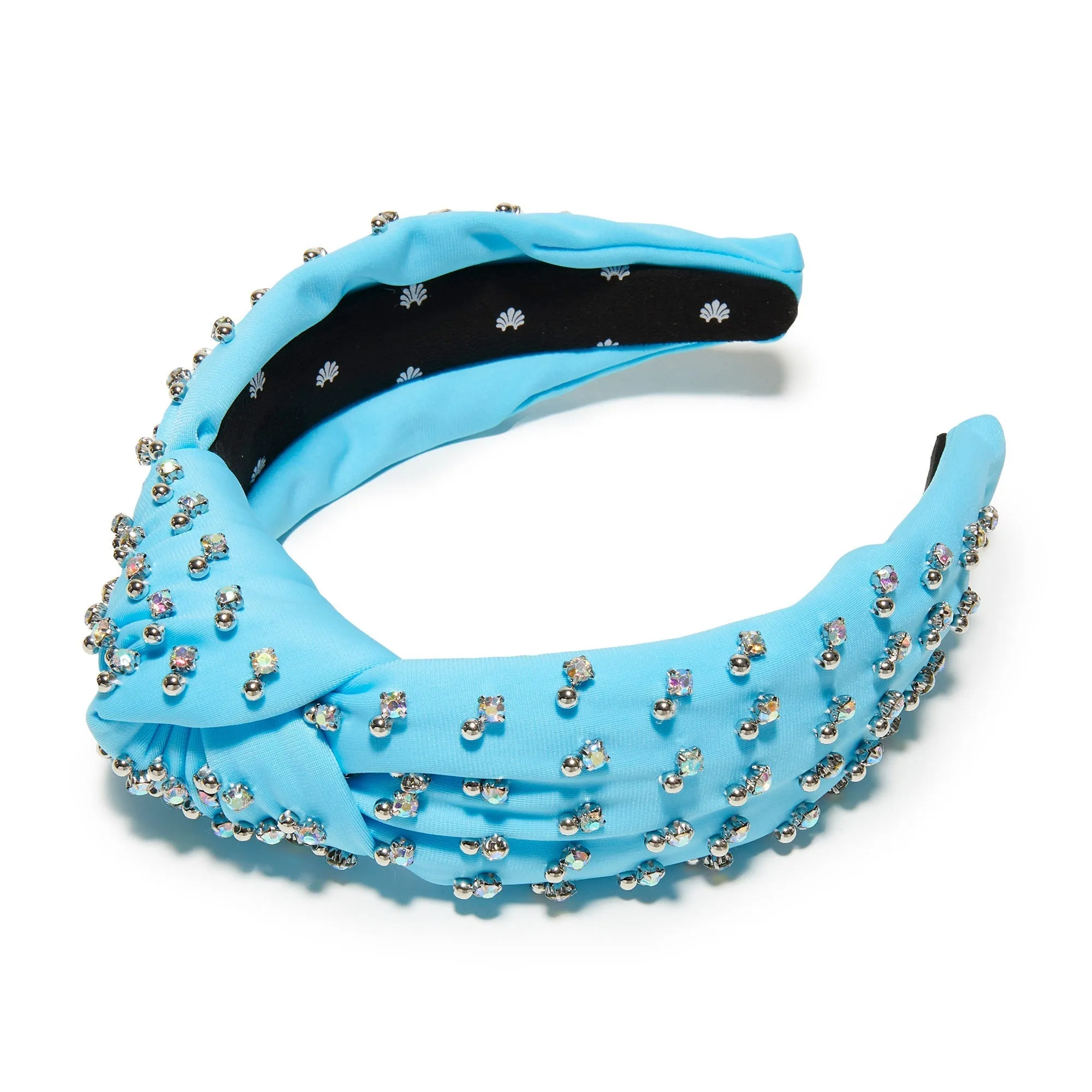 SKY CRYSTAL EMBELLISHED NEOPRENE KNOTTED HEADBAND sold by Lele Sadoughi