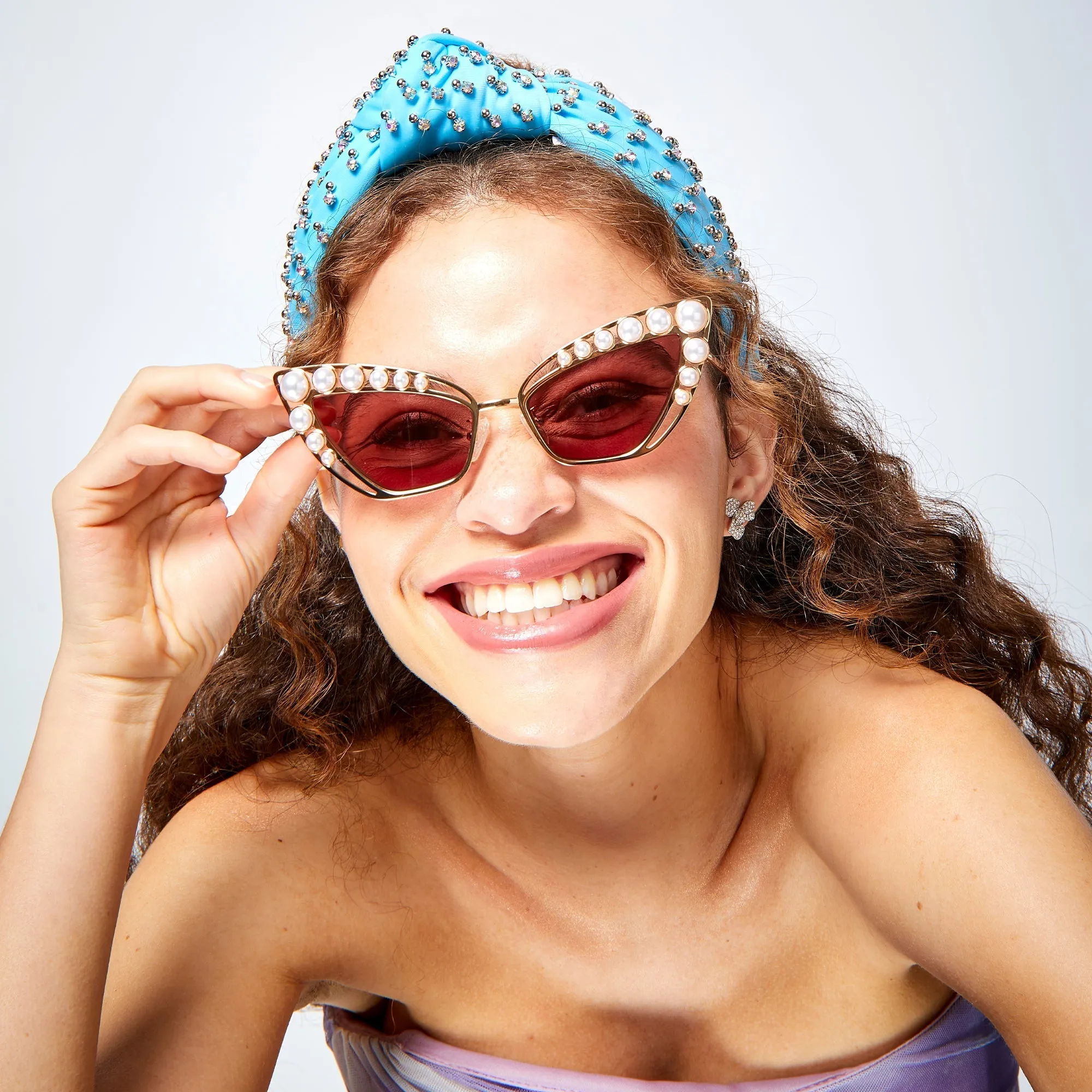 SKY CRYSTAL EMBELLISHED NEOPRENE KNOTTED HEADBAND sold by Lele Sadoughi product image thumbnail 2