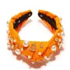 SF GIANTS LELE SADOUGHI / MLB ORANGE EMBELLISHED KNOTTED HEADBAND sold by Lele Sadoughi
