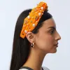 SF GIANTS LELE SADOUGHI / MLB ORANGE EMBELLISHED KNOTTED HEADBAND sold by Lele Sadoughi