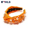 SF GIANTS LELE SADOUGHI / MLB ORANGE EMBELLISHED KNOTTED HEADBAND sold by Lele Sadoughi