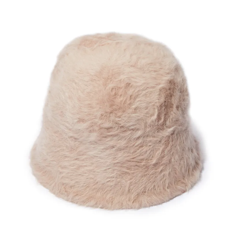 SANDSTONE FAUX MOHAIR BUCKET HAT sold by Lele Sadoughi