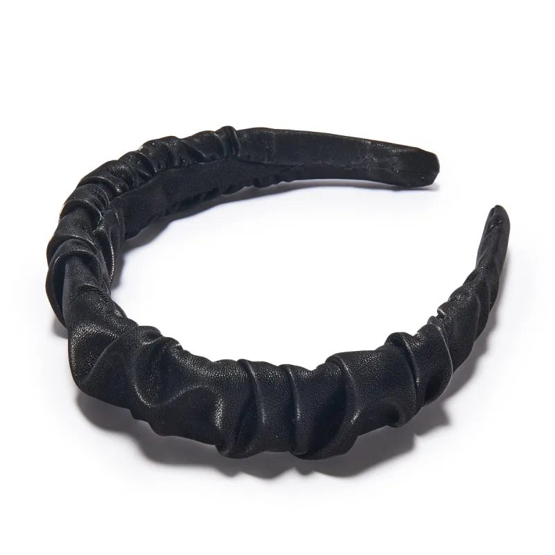 JET FAUX LEATHER KELLY HEADBAND sold by Lele Sadoughi