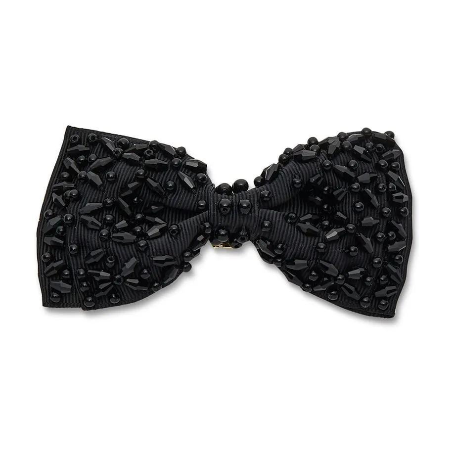 LELE X SJP JET GROSGRAIN BEADED BOW BARRETTE sold by Lele Sadoughi