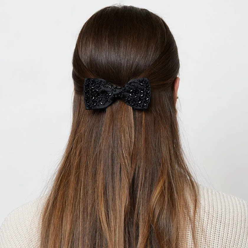 LELE X SJP JET GROSGRAIN BEADED BOW BARRETTE sold by Lele Sadoughi product image thumbnail 3