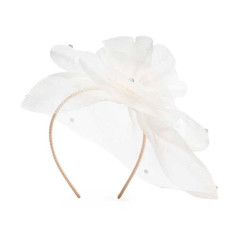 IVORY FLORAL VEIL FASCINATOR sold by Lele Sadoughi