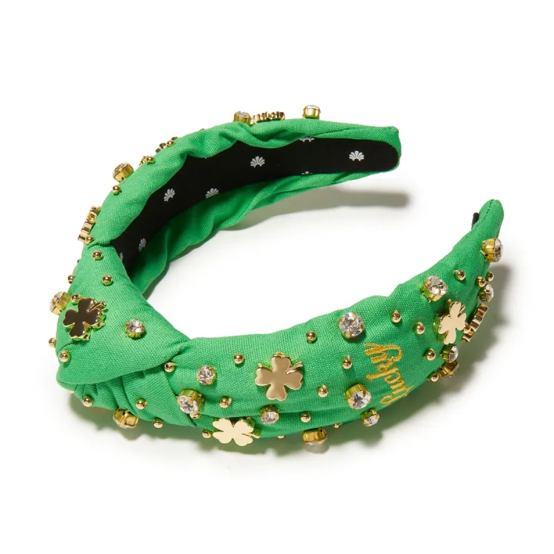 CLOVER GREEN EMBELLISHED SHAMROCK KNOTTED HEADBAND sold by Lele Sadoughi