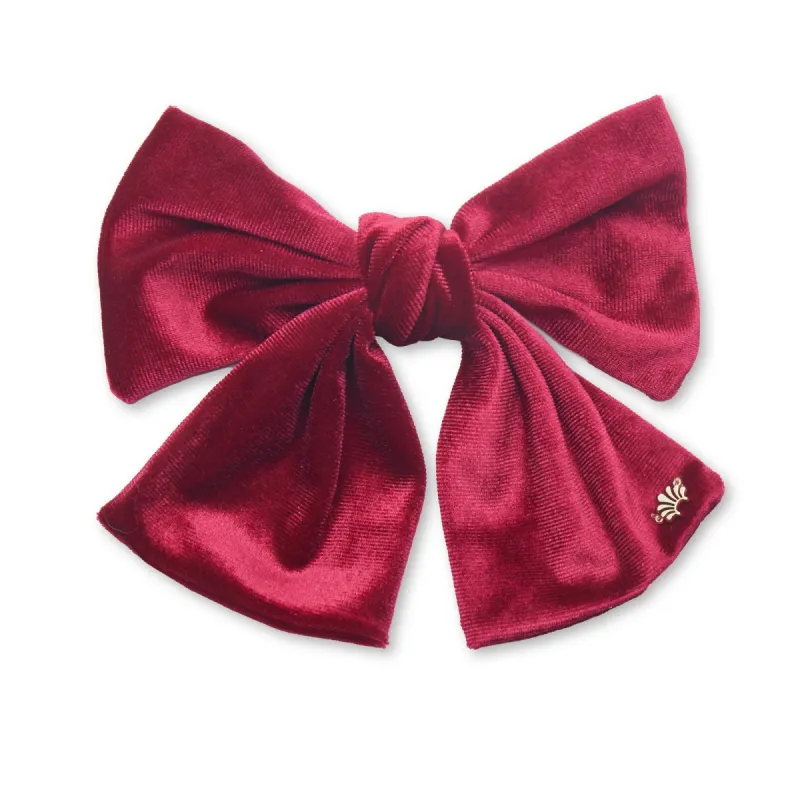 CRIMSON RED JUMBO VELVET BOW BARRETTE sold by Lele Sadoughi