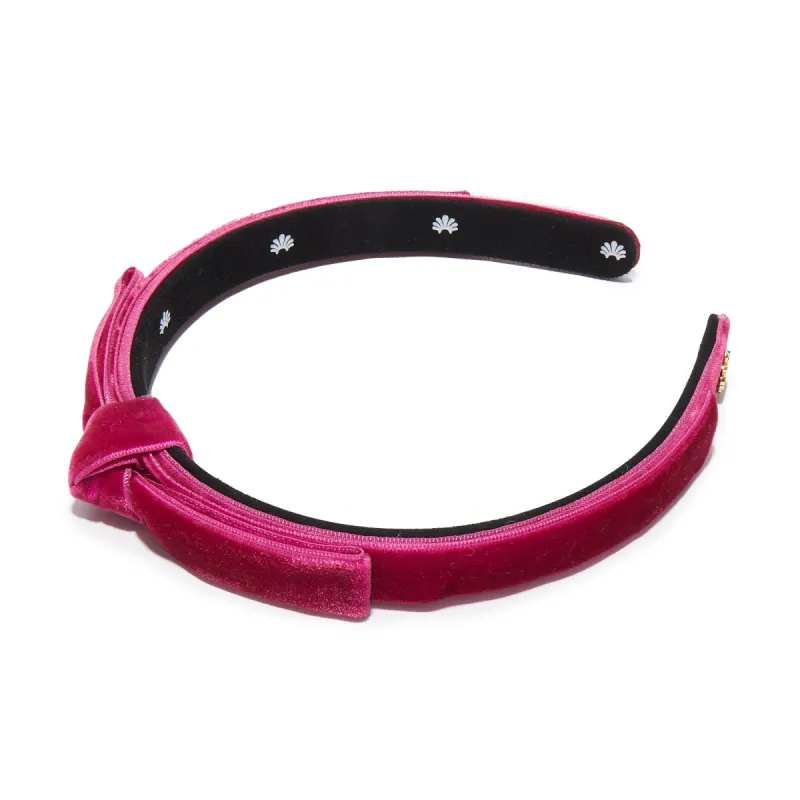 RASPBERRY BARDOT RIBBON SLIM HEADBAND sold by Lele Sadoughi