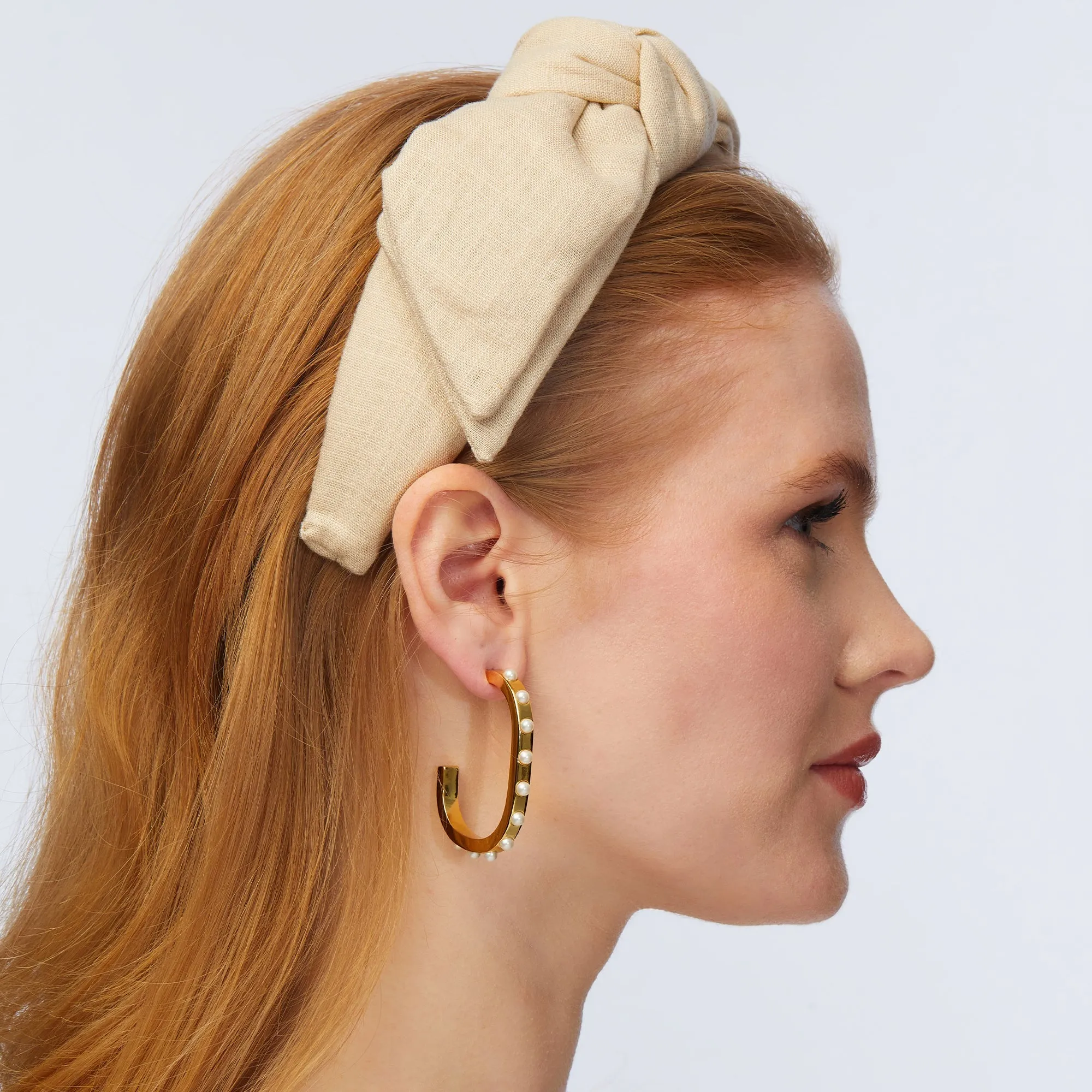 SAND LINEN HOLLY HEADBAND sold by Lele Sadoughi product image thumbnail 4
