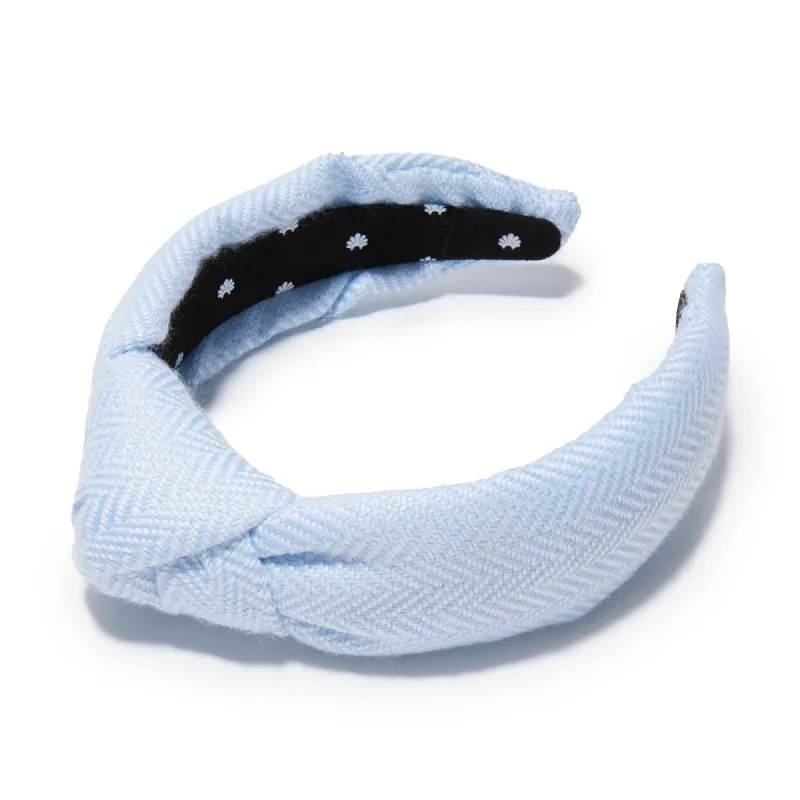 TBBC x LELE BEALE ST BLUE HERRINGBONE KNOTTED HEADBAND sold by Lele Sadoughi