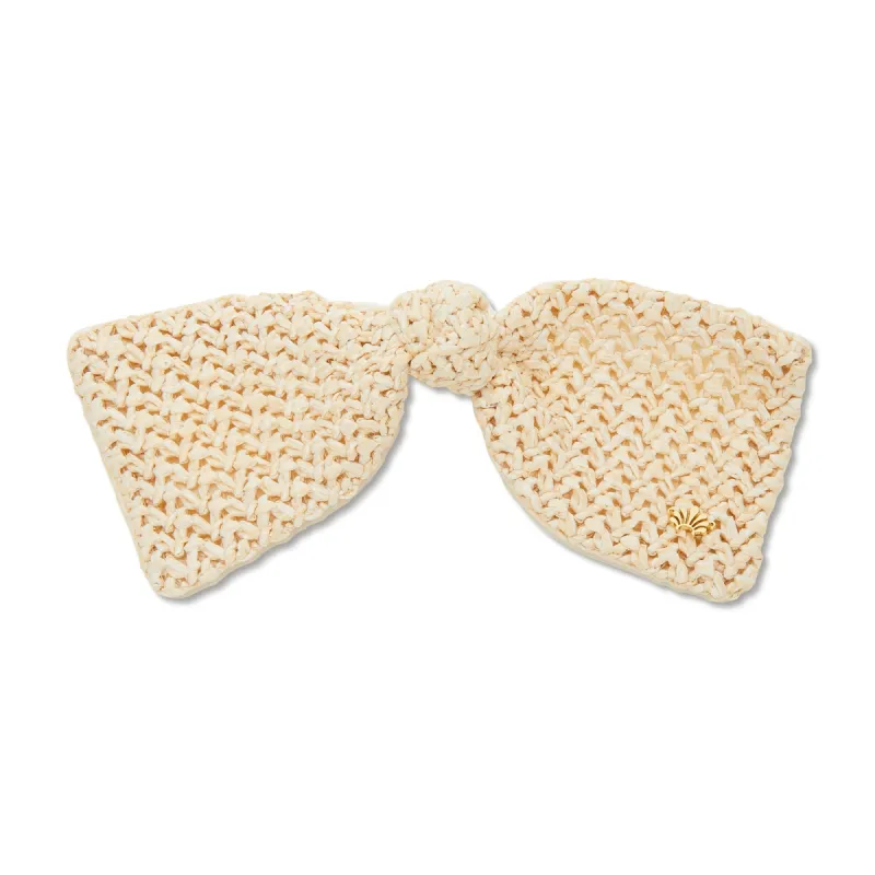 IVORY RAFFIA PALOMA BOW BARRETTE sold by Lele Sadoughi