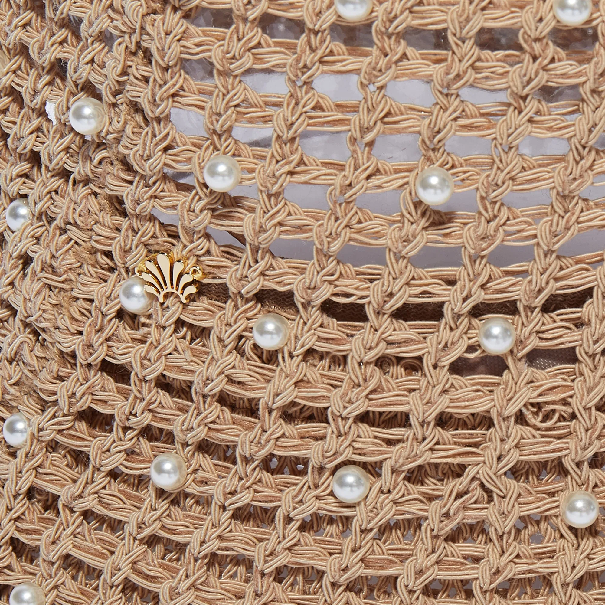 NATURAL OPEN WEAVE PEARL BUCKET HAT sold by Lele Sadoughi product image thumbnail 3