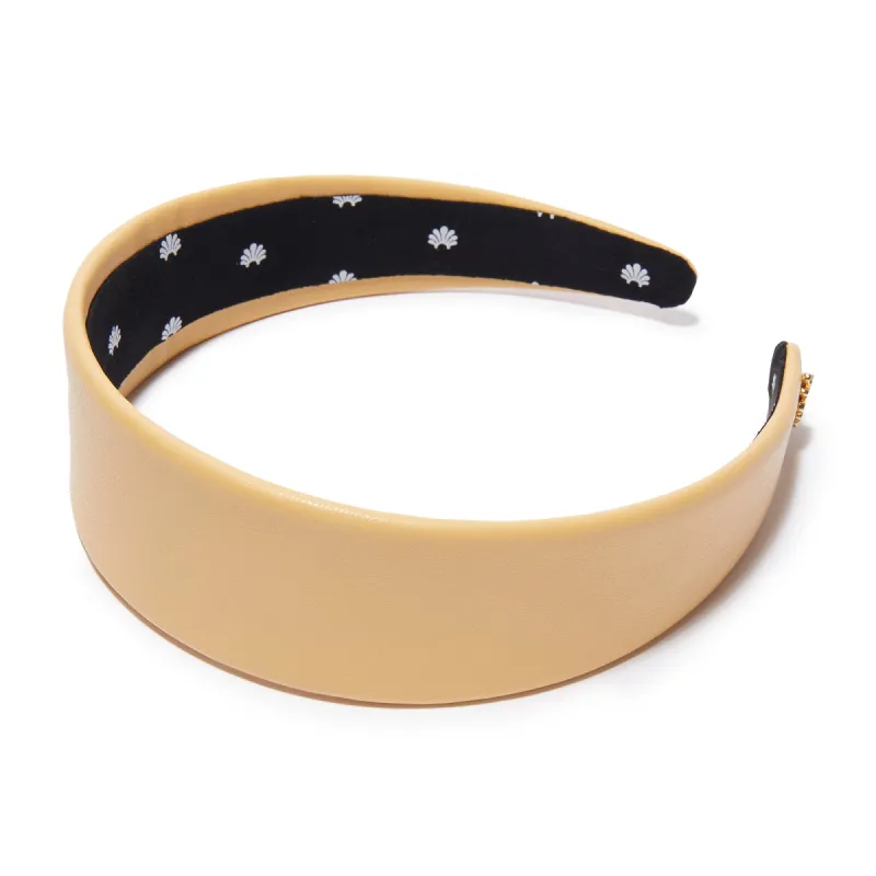 CAMEL FAUX LEATHER CHER HEADBAND sold by Lele Sadoughi