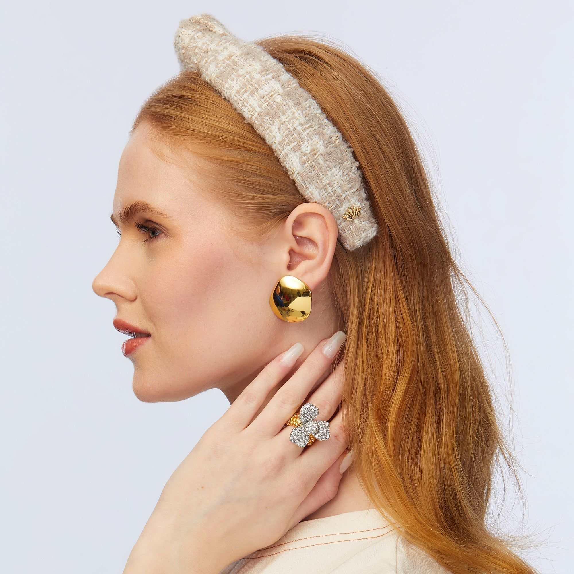 BISQUE TWEED SILM KNOTTED HEADBAND sold by Lele Sadoughi product image thumbnail 4